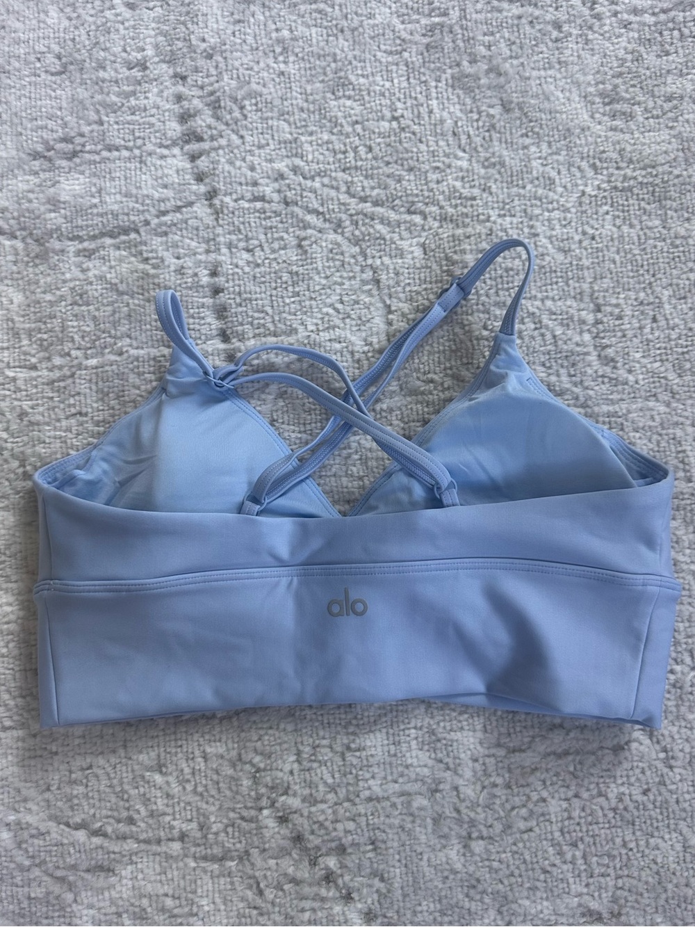 NEW - ALO Yoga Women’s Airlift Divine Bra, Light Blue Ruched Sports Bralette - Picture 4 of 5